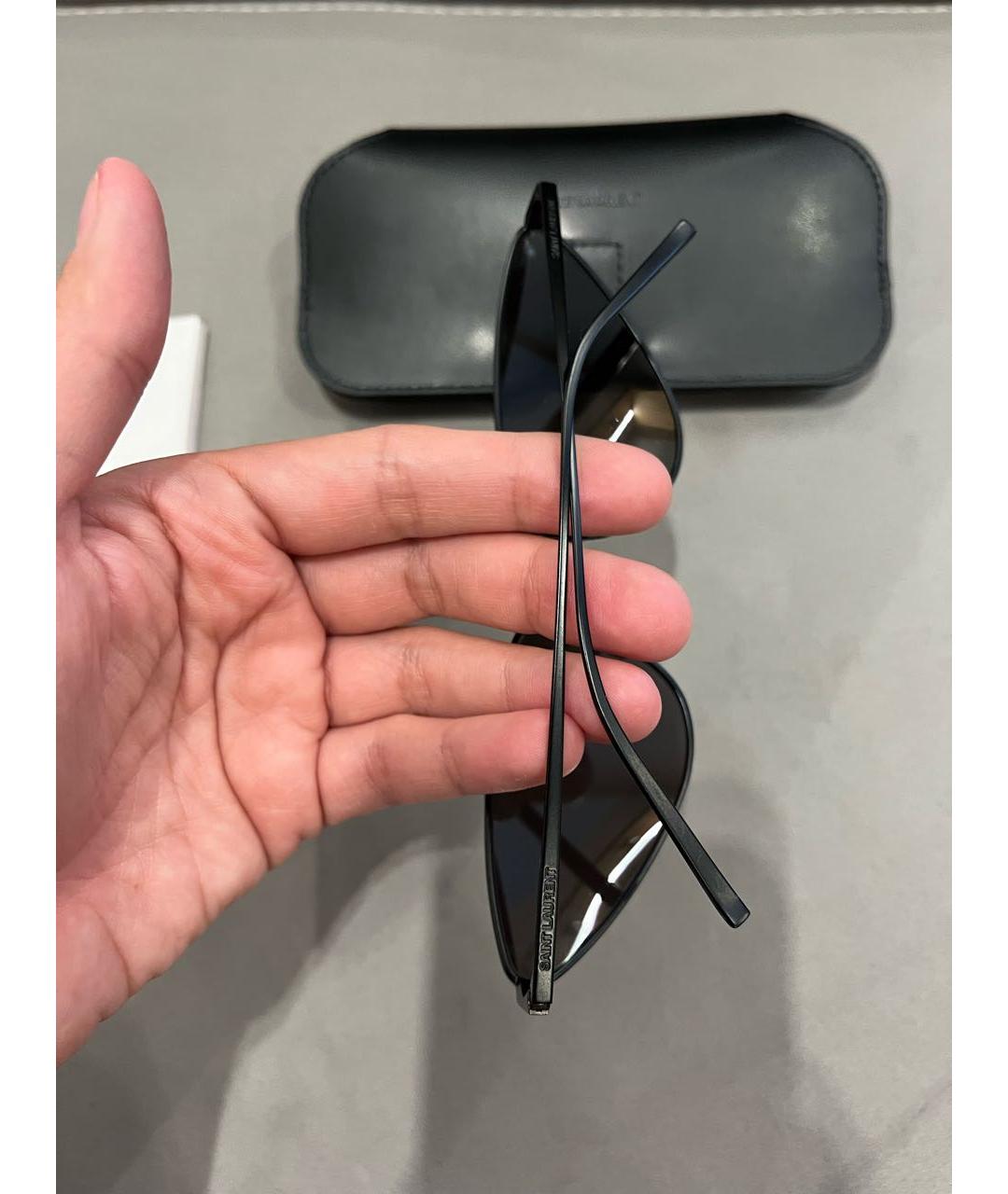 SAINT LAURENT Черные металлические солнцезащитные очки, фото 3