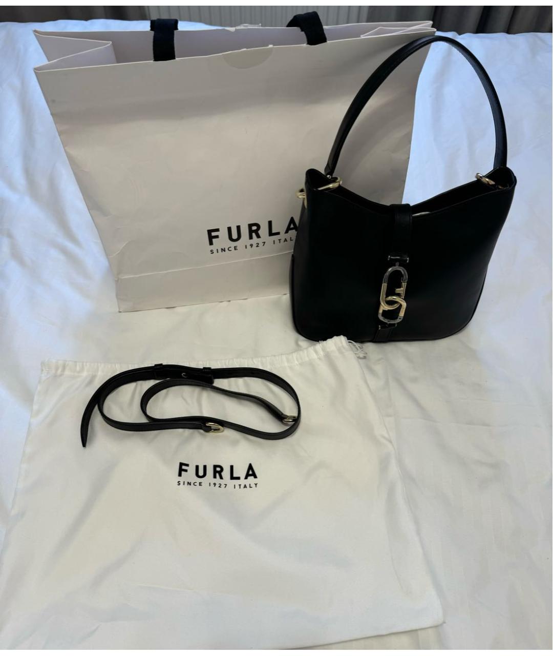 FURLA Черная кожаная сумка через плечо, фото 5