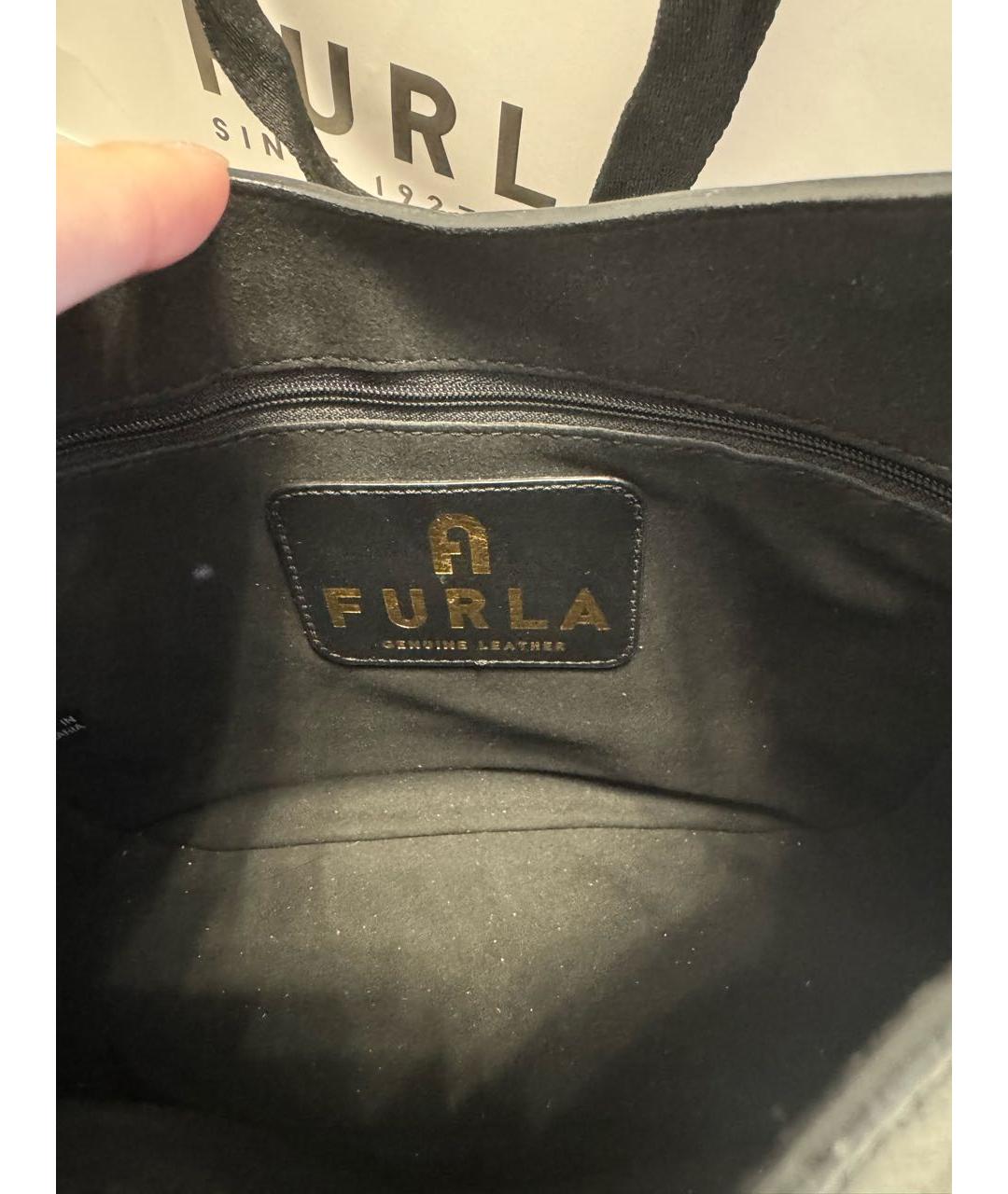 FURLA Черная кожаная сумка через плечо, фото 4