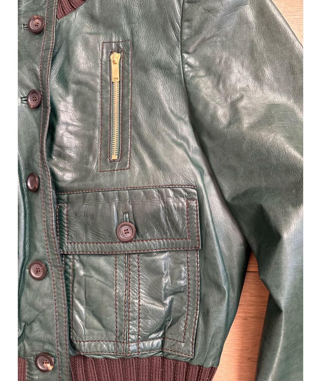 GUCCI Зеленая кожаная куртка, фото 5
