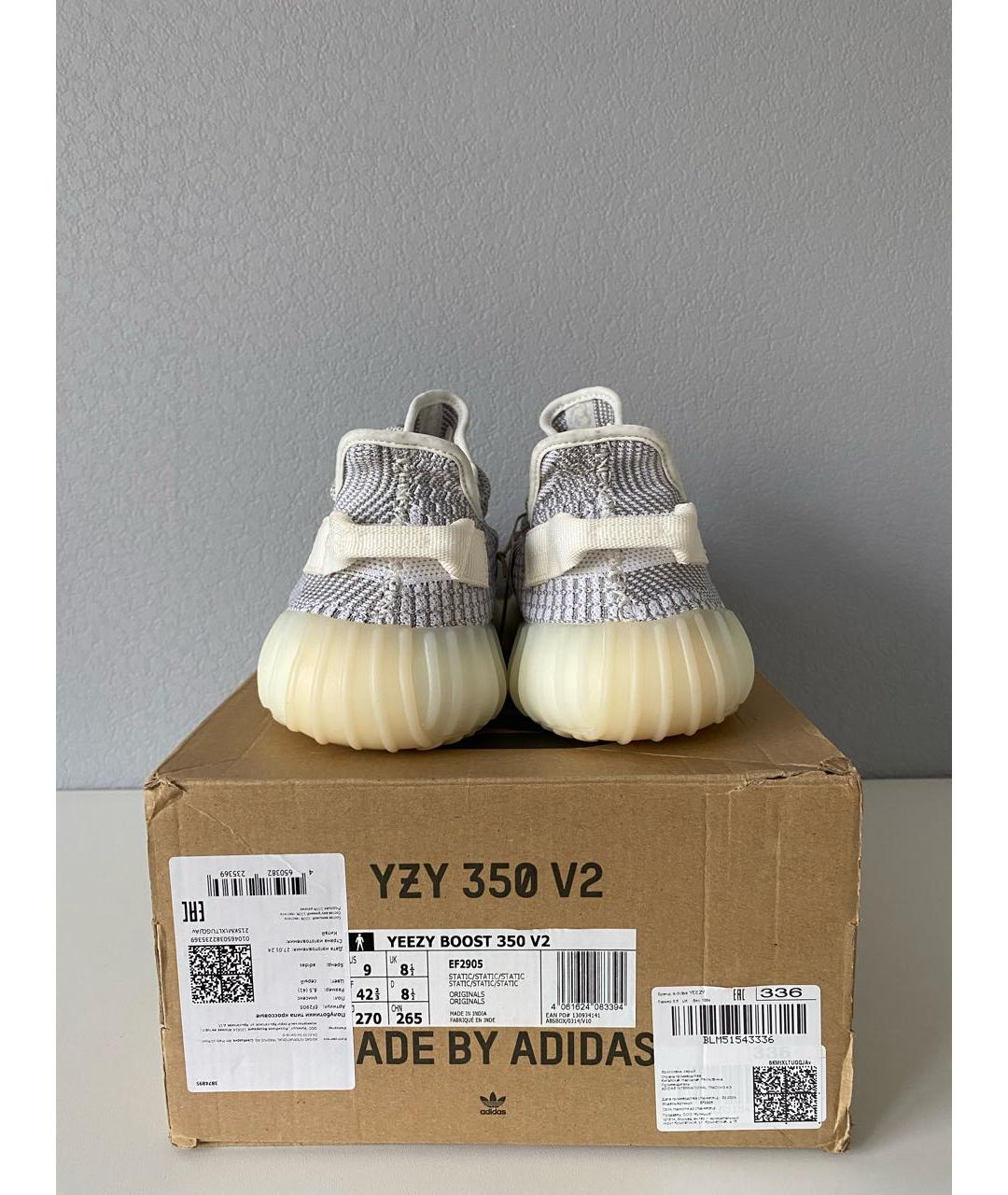 ADIDAS YEEZY Серые текстильные низкие кроссовки / кеды, фото 4