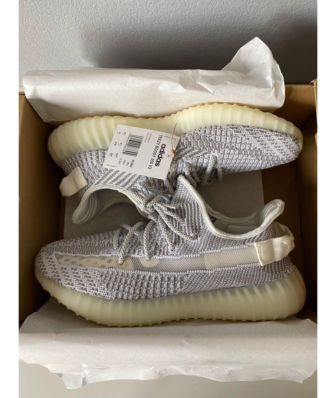 ADIDAS YEEZY Серые текстильные низкие кроссовки / кеды, фото 2