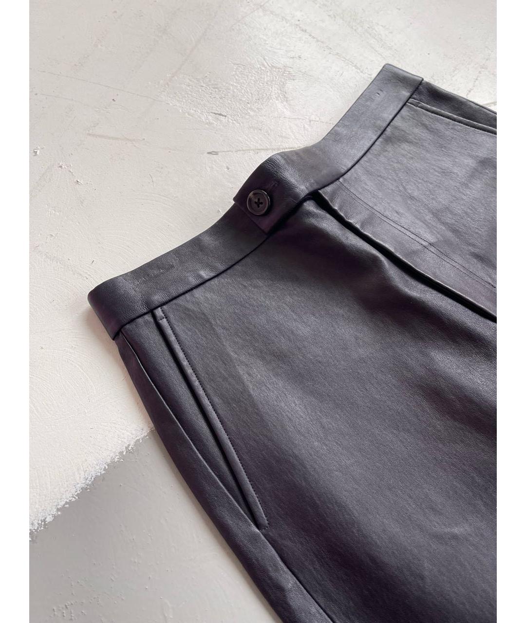 HELMUT LANG Фиолетовые кожаные прямые брюки, фото 4