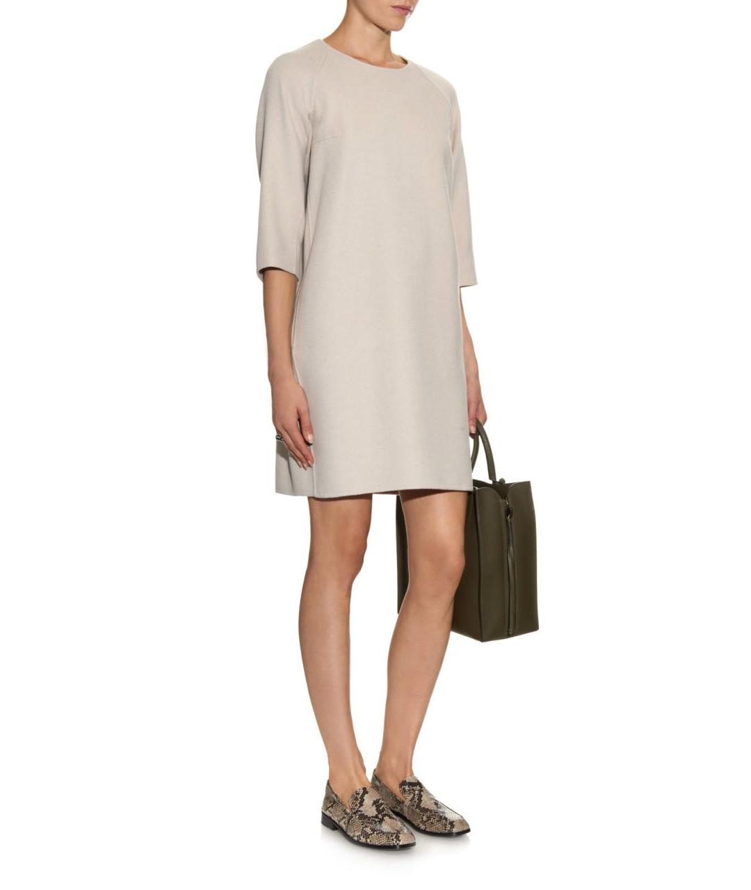 MAX MARA Бежевое шерстяное повседневное платье, фото 2