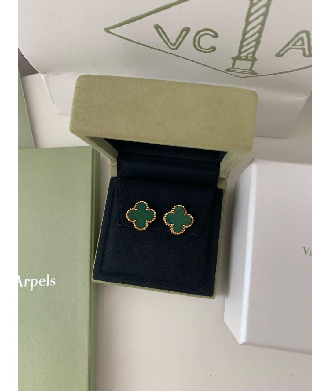 VAN CLEEF & ARPELS Зеленые серьги из желтого золота, фото 6