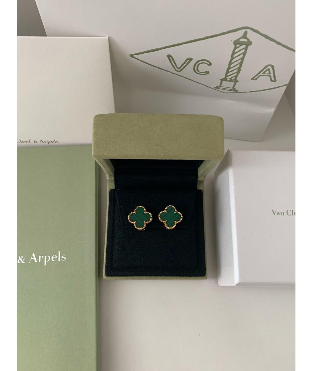 VAN CLEEF & ARPELS Зеленые серьги из желтого золота, фото 7