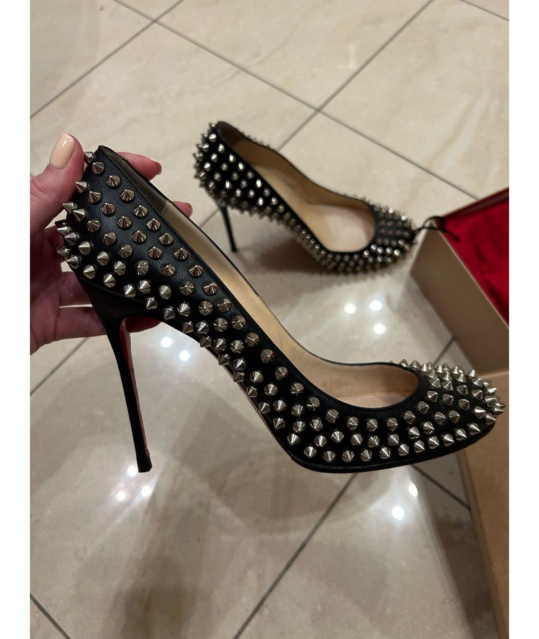 CHRISTIAN LOUBOUTIN Черные кожаные туфли, фото 6