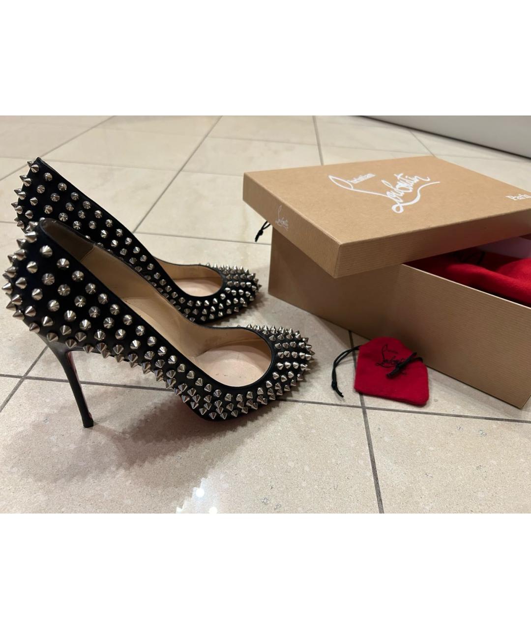 CHRISTIAN LOUBOUTIN Черные кожаные туфли, фото 2