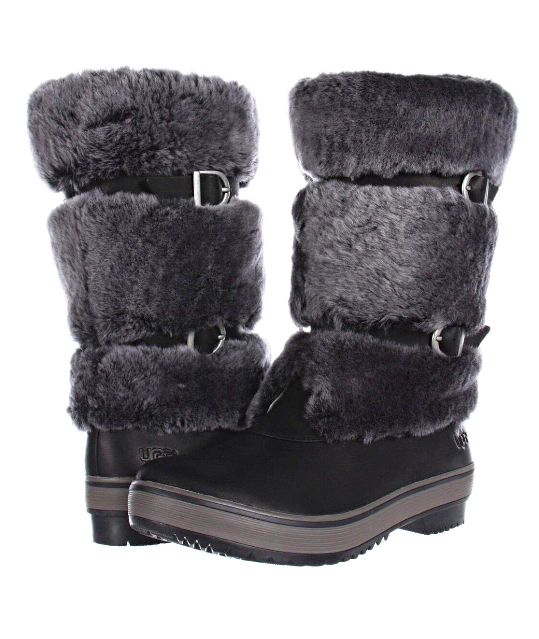 UGG AUSTRALIA Черные кожаные сапоги, фото 2