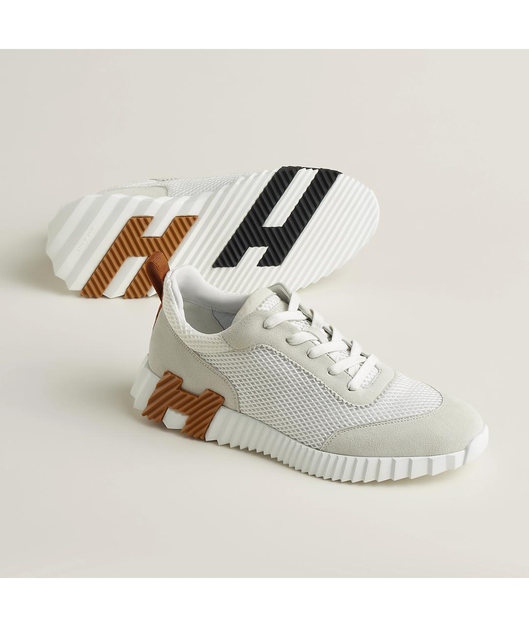 HERMES Серые текстильные низкие кроссовки / кеды, фото 5