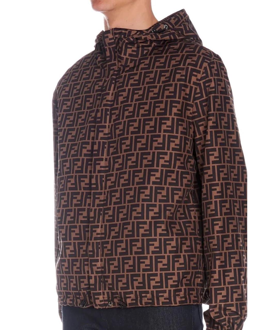 FENDI Коричневая полиэстеровая куртка, фото 4