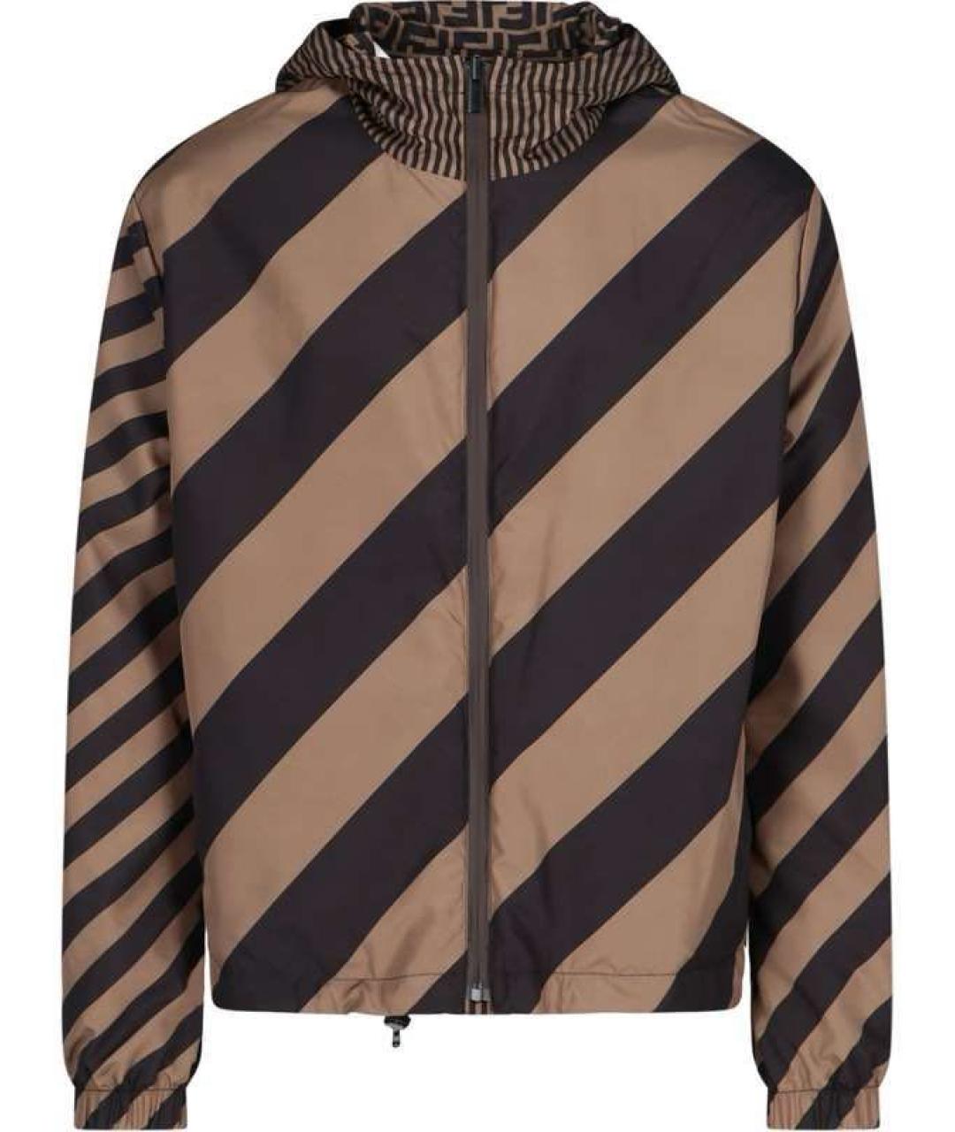 FENDI Коричневая полиэстеровая куртка, фото 2