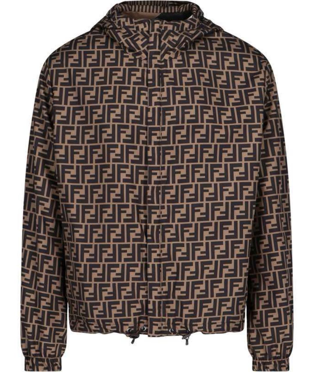FENDI Коричневая полиэстеровая куртка, фото 1