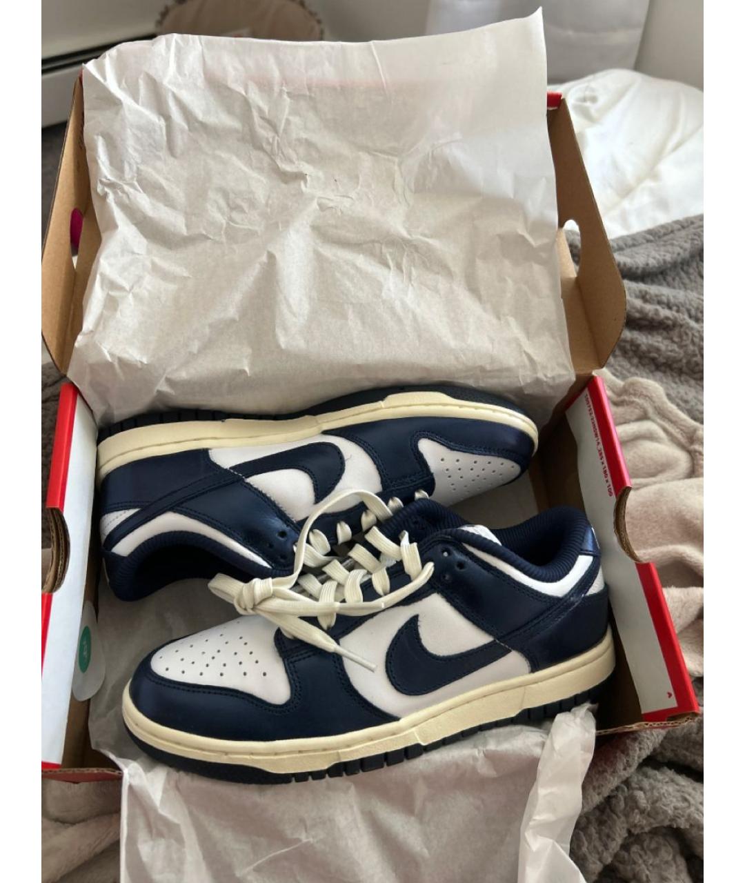 NIKE Темно-синие кожаные низкие кроссовки / кеды, фото 5