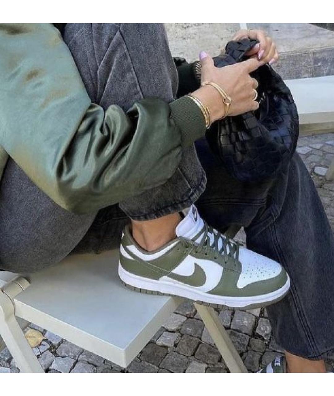 NIKE Хаки кожаные низкие кроссовки / кеды, фото 5