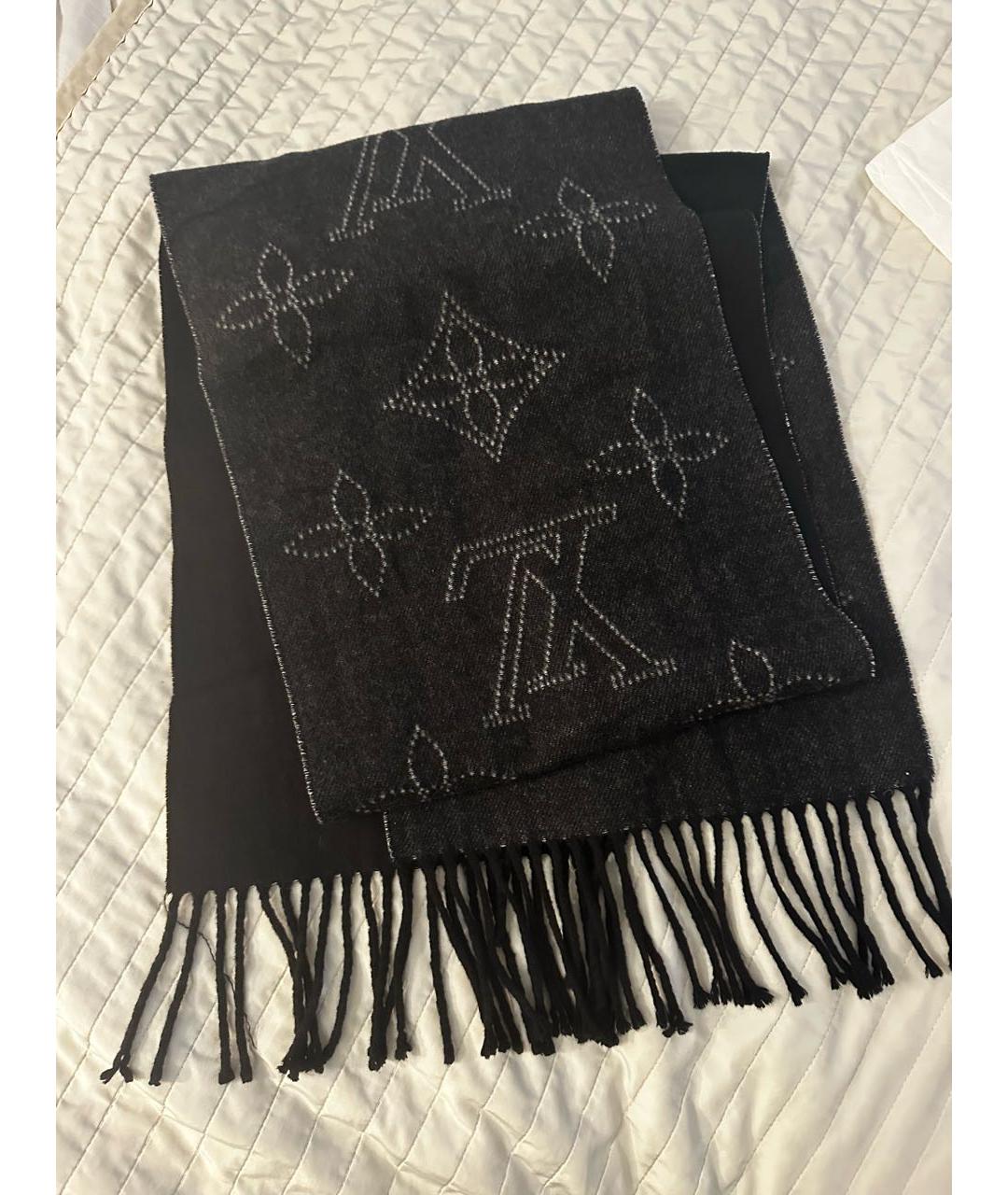 LOUIS VUITTON Черный шерстяной шарф, фото 5