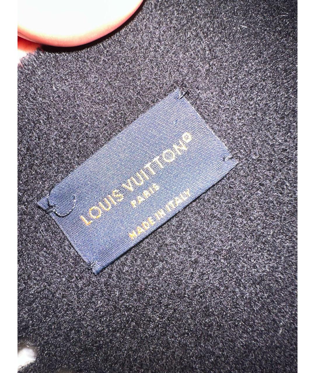 LOUIS VUITTON Черный шерстяной шарф, фото 4