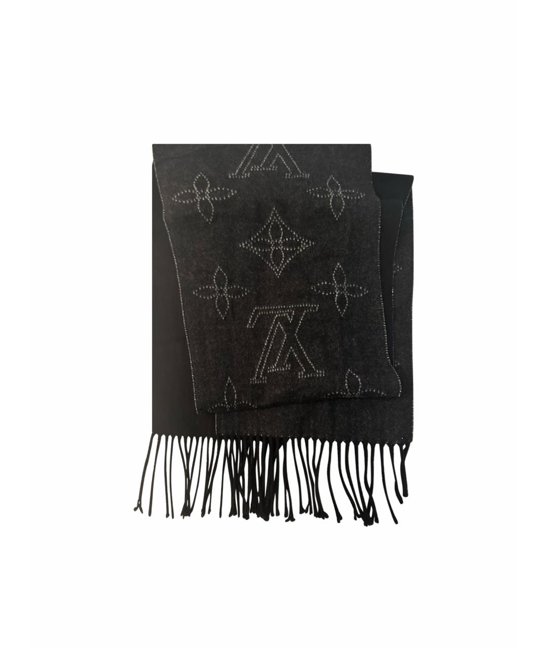 LOUIS VUITTON Черный шерстяной шарф, фото 1