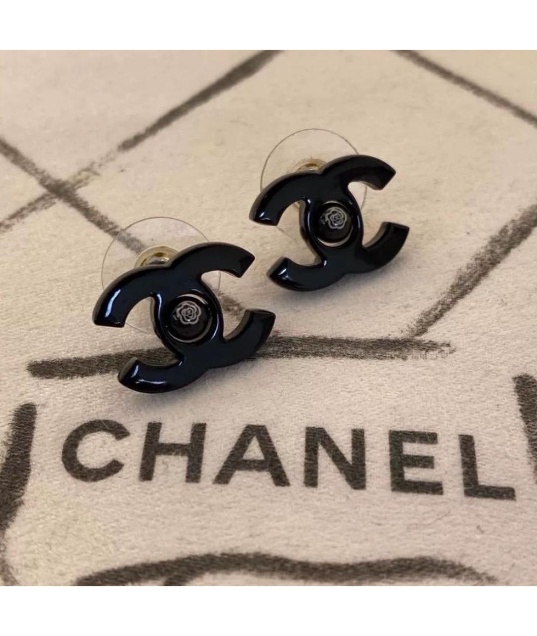 CHANEL Черные серьги, фото 2