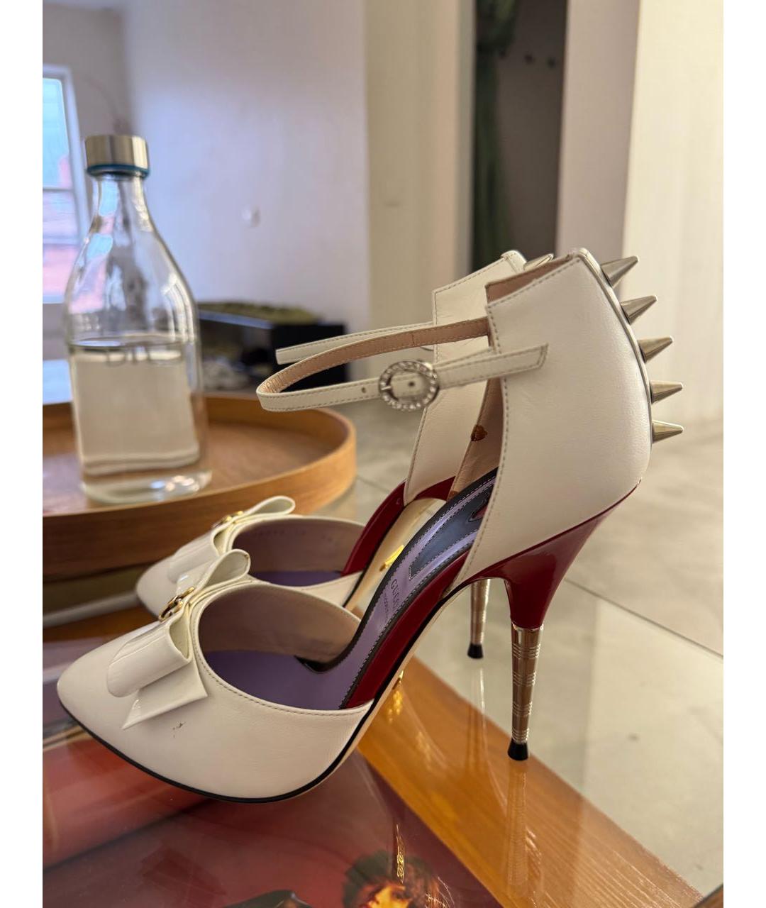 GUCCI Белые кожаные туфли, фото 6