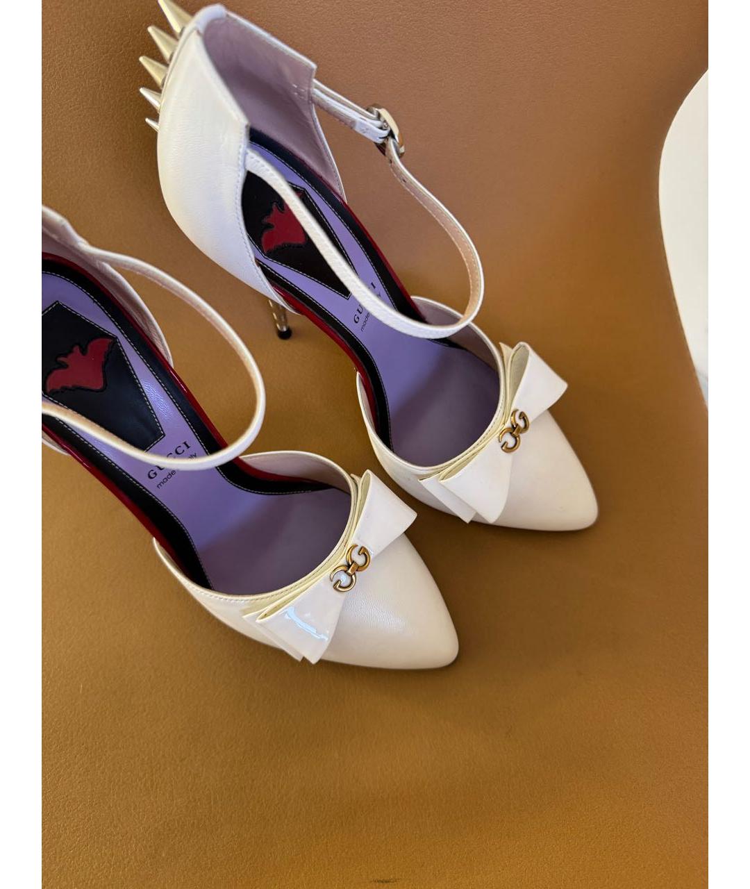 GUCCI Белые кожаные туфли, фото 3