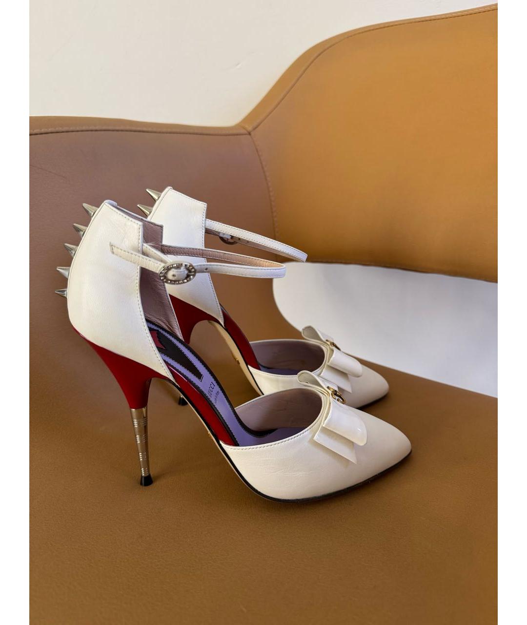 GUCCI Белые кожаные туфли, фото 4