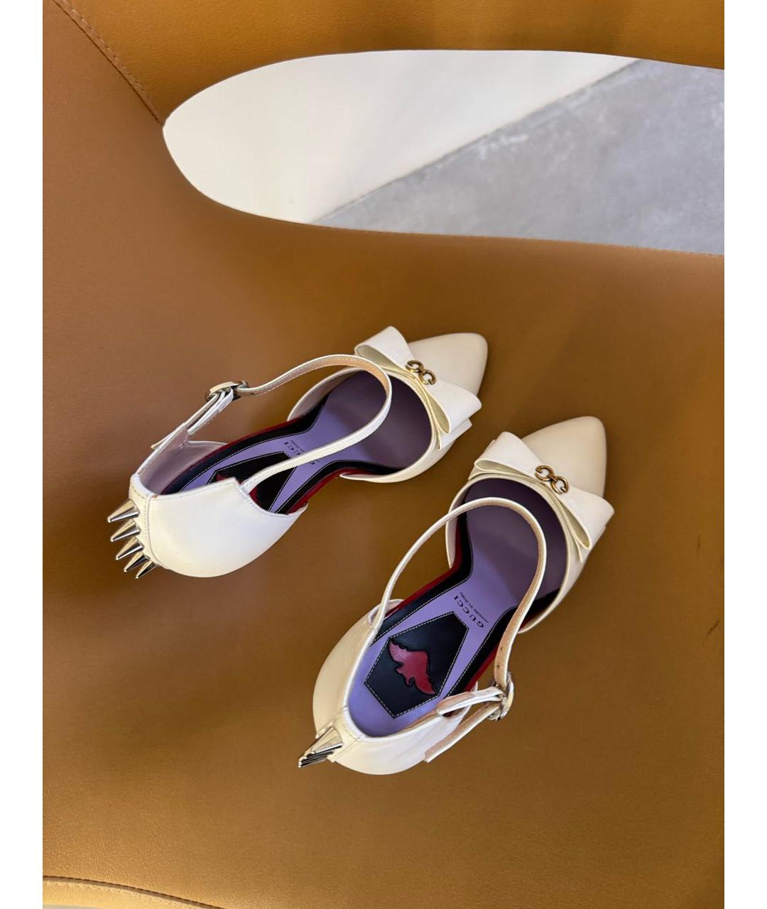 GUCCI Белые кожаные туфли, фото 8