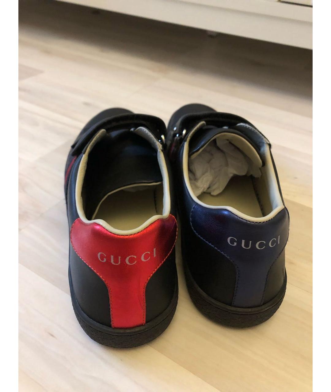 GUCCI Черные кожаные кеды, фото 3