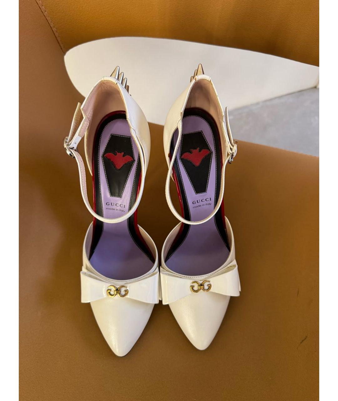 GUCCI Белые кожаные туфли, фото 5