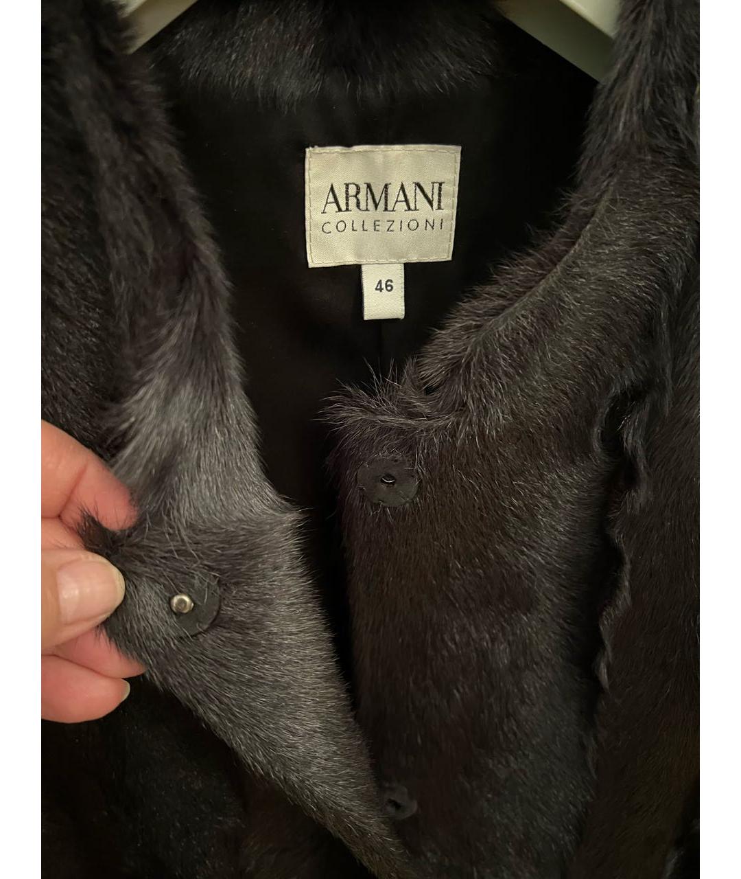 ARMANI COLLEZIONI Черная меховая шуба, фото 2