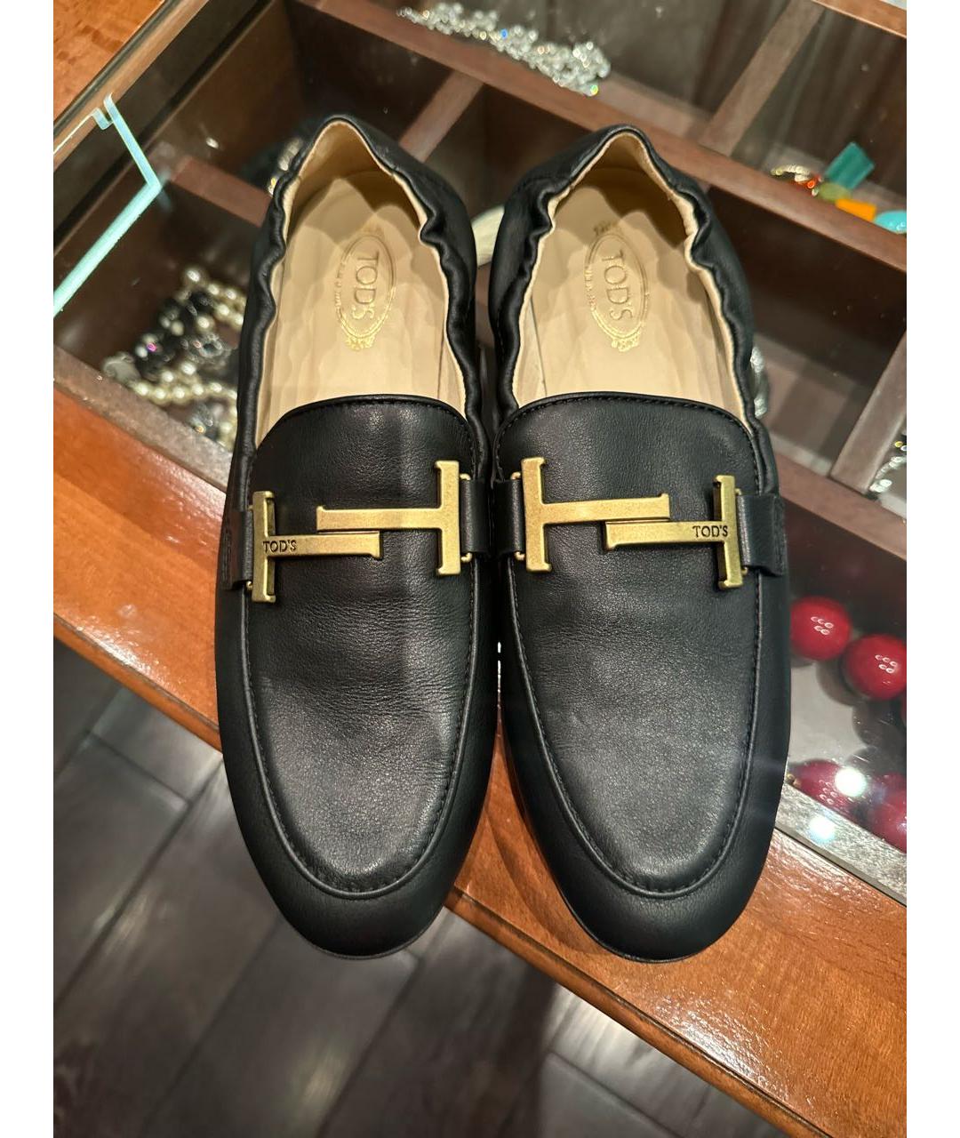 TOD'S Черные кожаные лоферы, фото 2