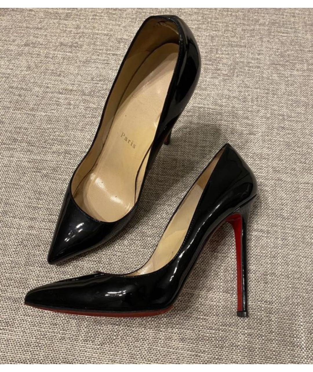 CHRISTIAN LOUBOUTIN Черные кожаные туфли, фото 2