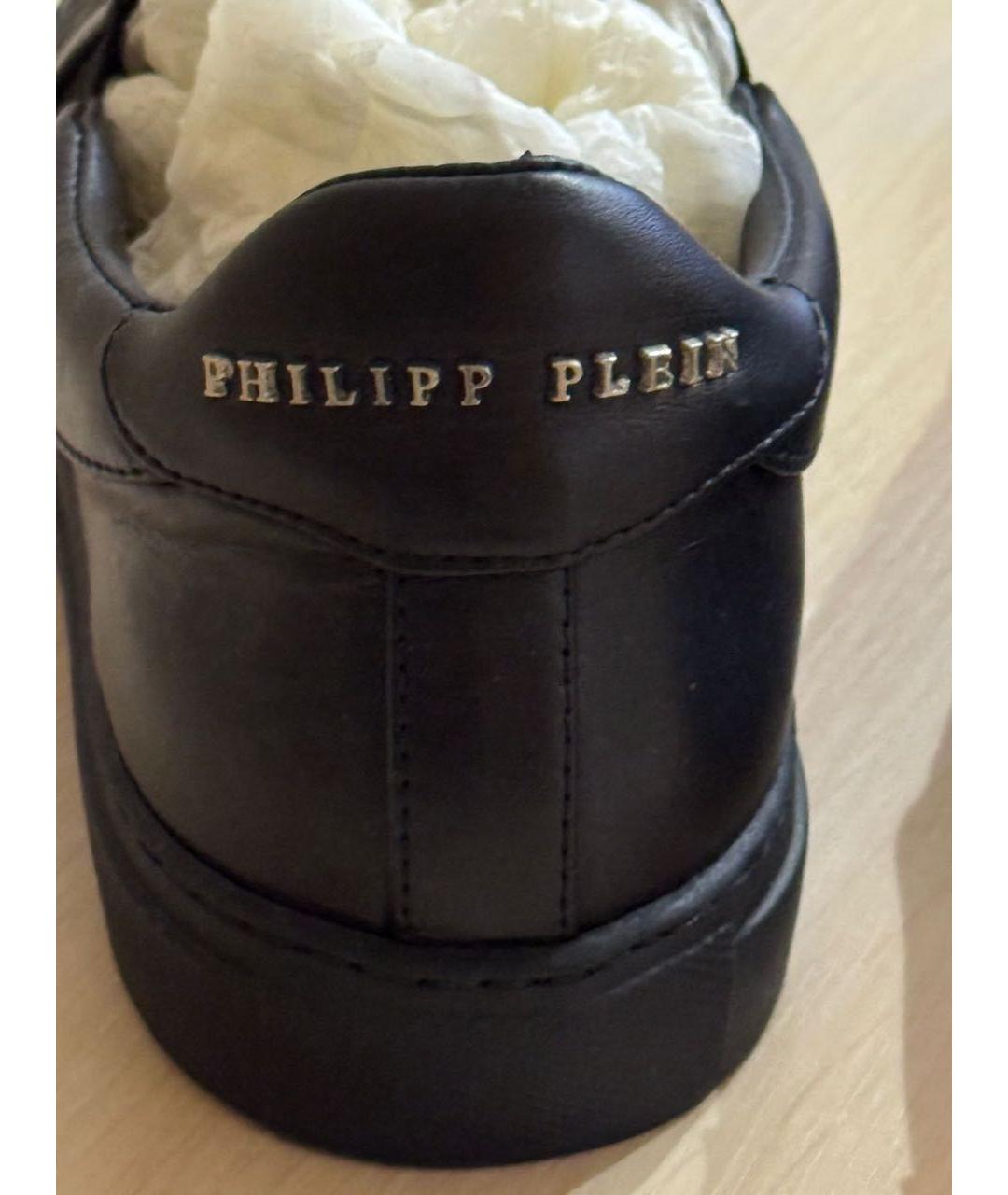 PHILIPP PLEIN Черные кожаные слипоны, фото 3