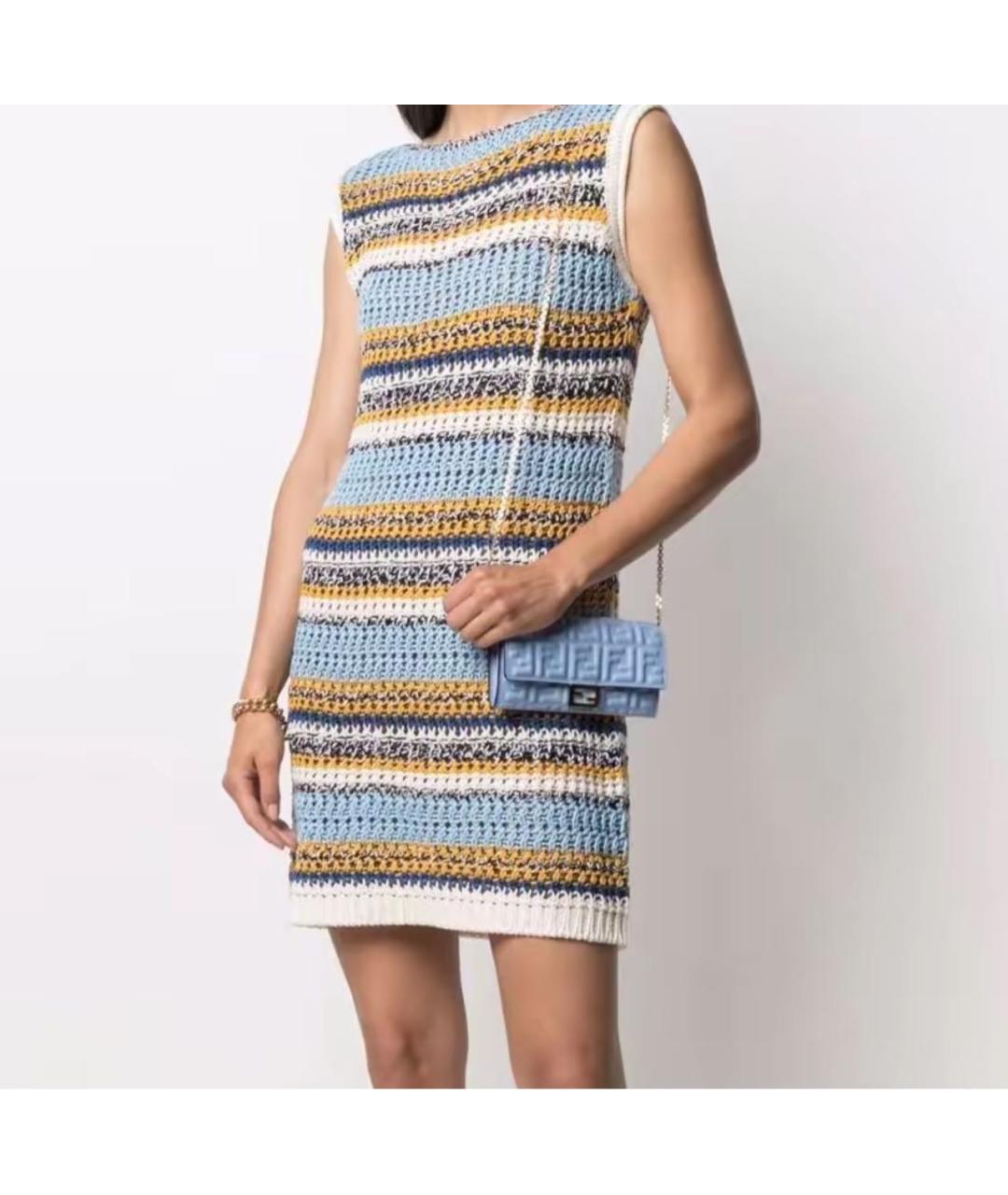 FENDI Голубая кожаная сумка через плечо, фото 4