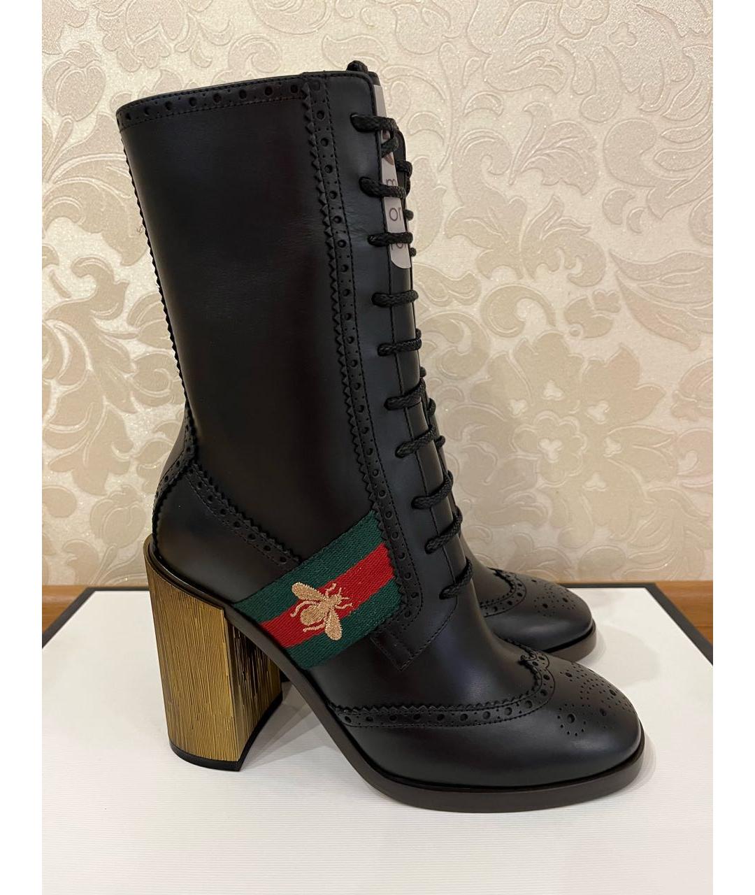 GUCCI Черные кожаные полусапоги, фото 7