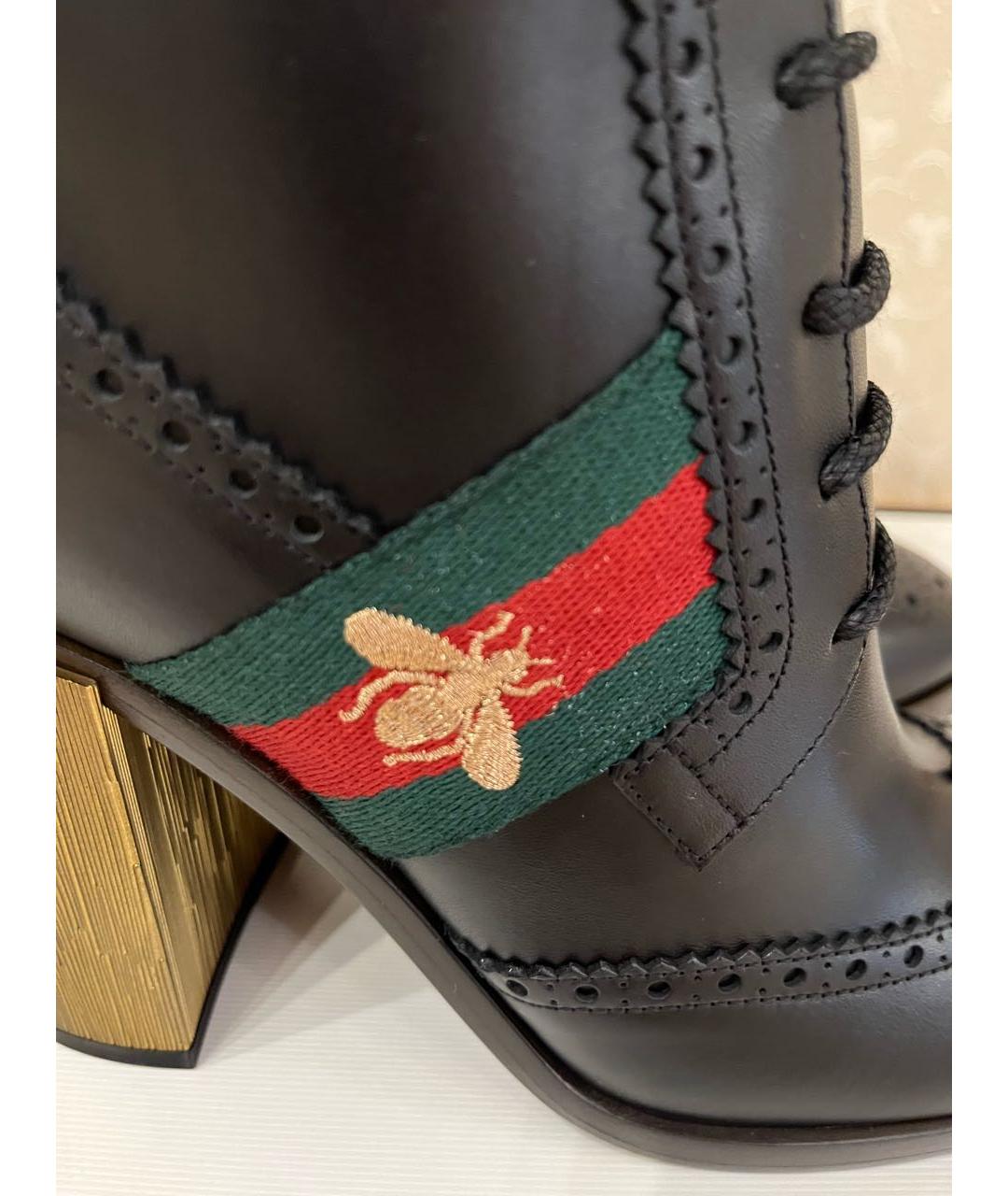 GUCCI Черные кожаные полусапоги, фото 5