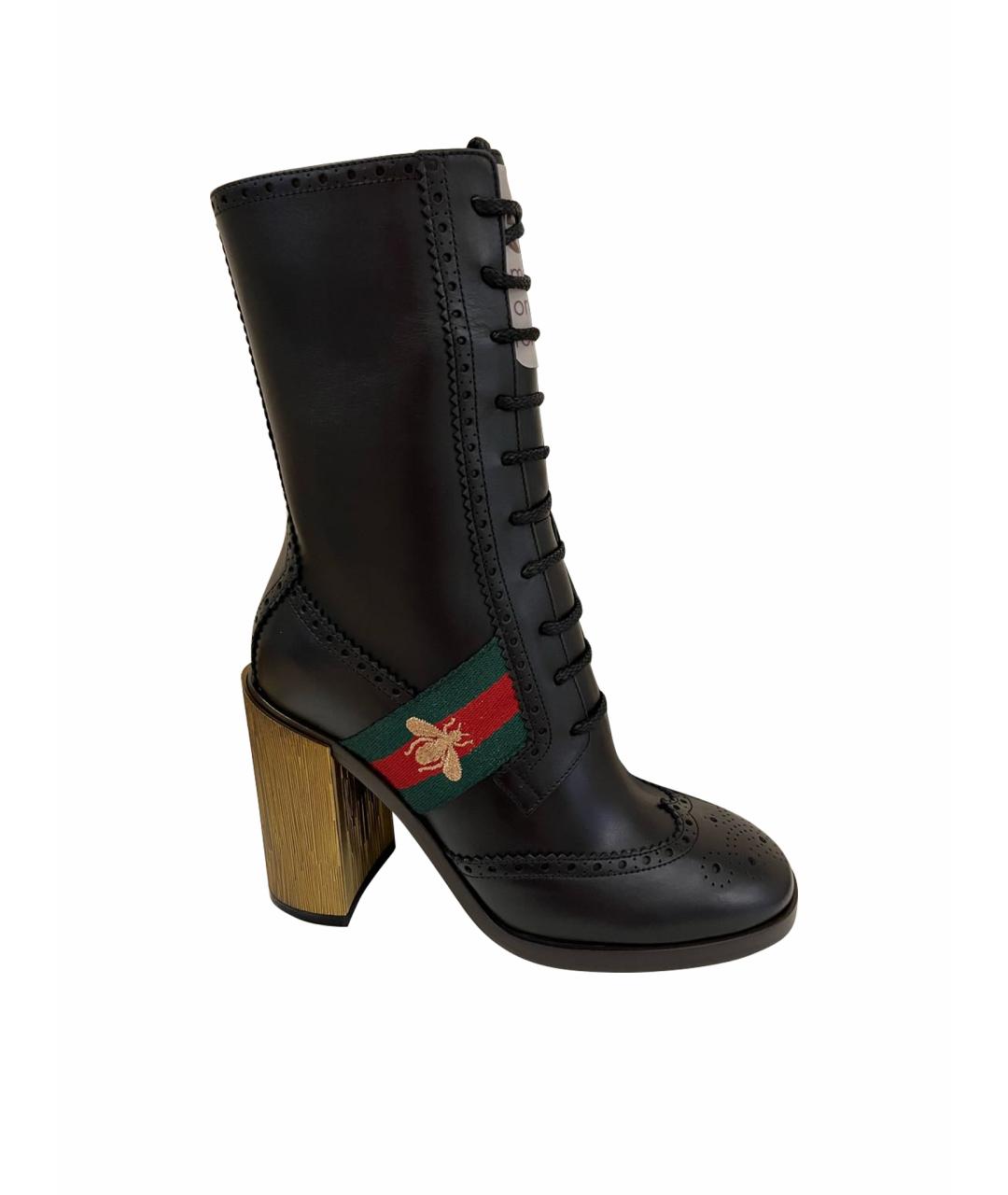 GUCCI Черные кожаные полусапоги, фото 1