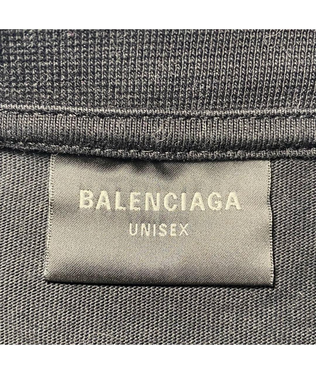 BALENCIAGA Черная хлопковая футболка, фото 3