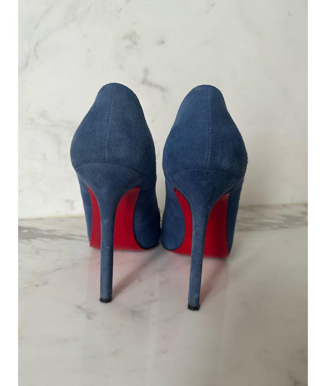 CHRISTIAN LOUBOUTIN Синие замшевые туфли, фото 4