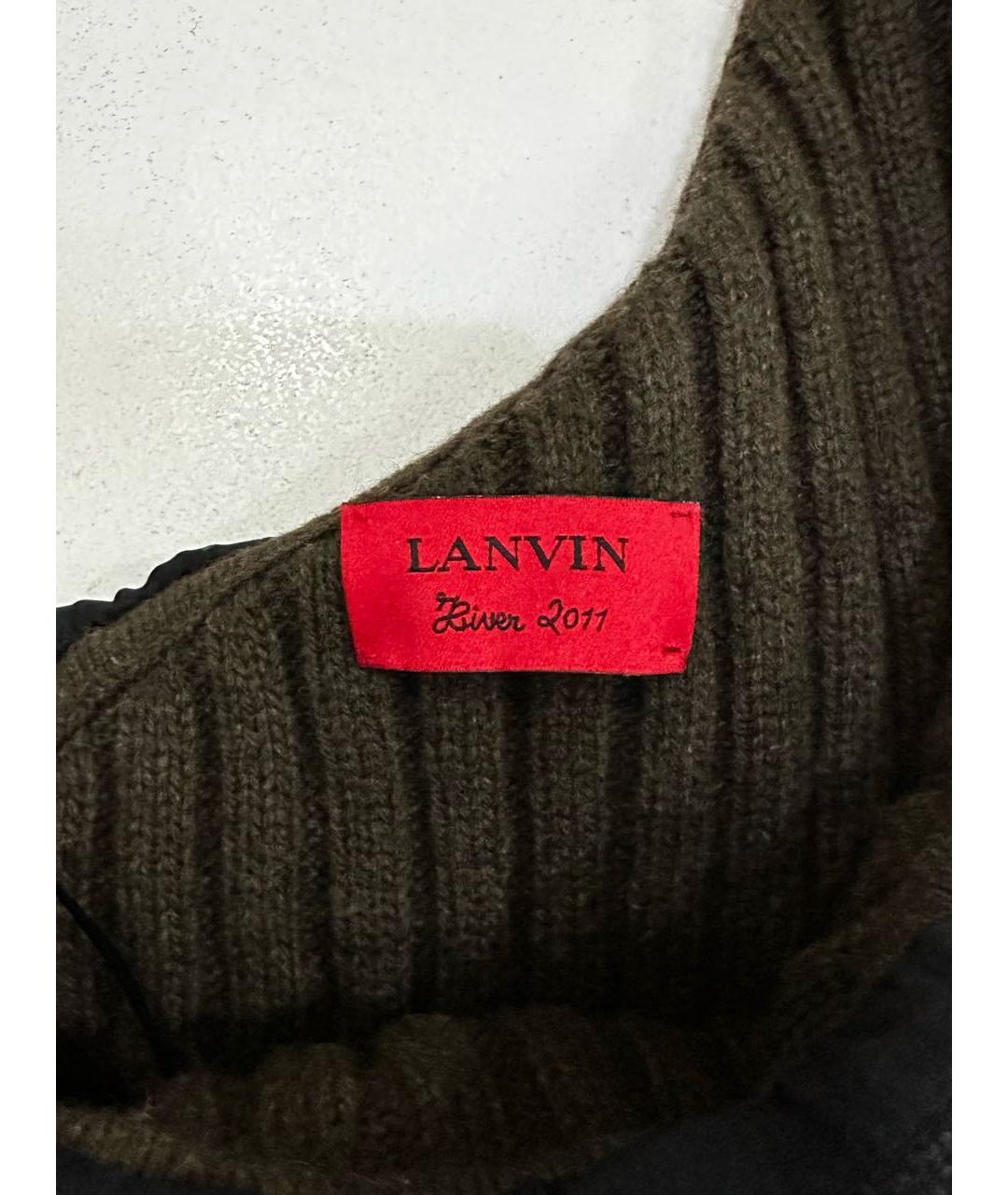 LANVIN Хаки шерстяное коктейльное платье, фото 6