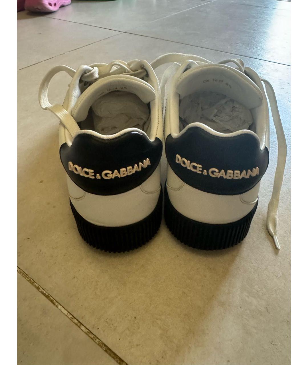 DOLCE&GABBANA Белые кожаные низкие кроссовки / кеды, фото 4