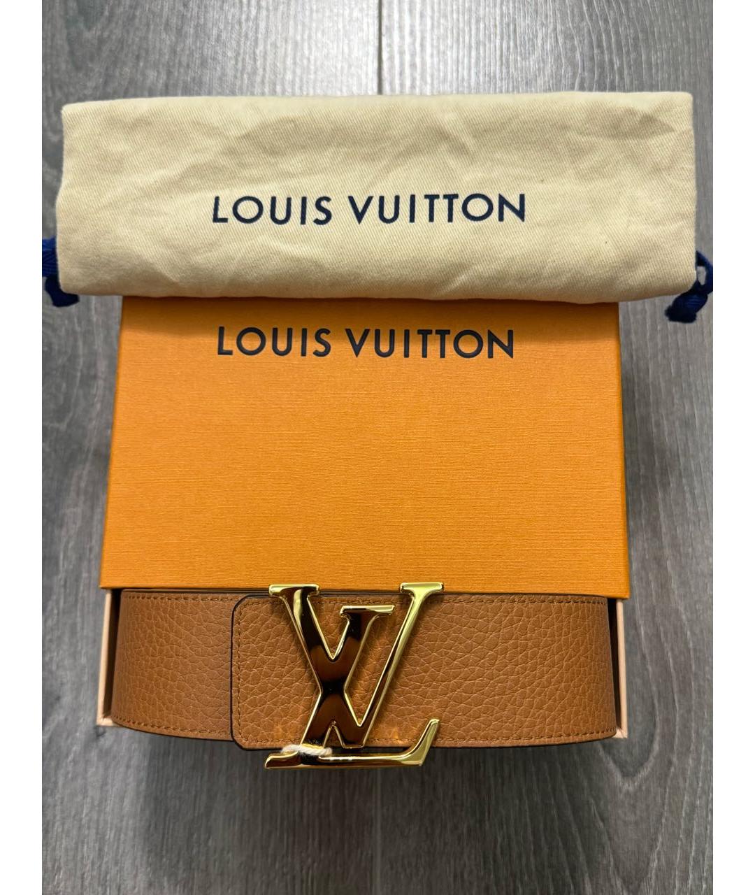 LOUIS VUITTON Черный кожаный ремень, фото 2