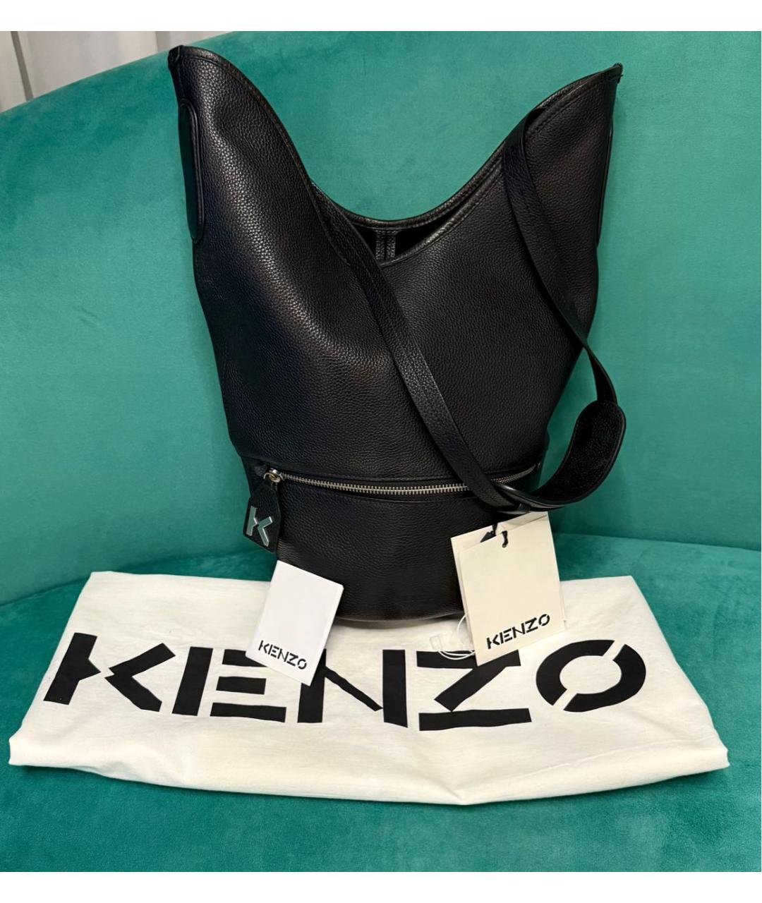 KENZO Черная кожаная сумка через плечо, фото 2