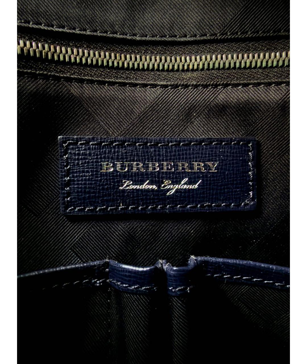 BURBERRY Темно-синий кожаный портфель, фото 7