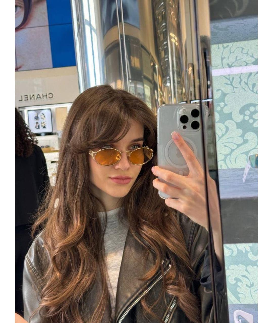 MIU MIU Золотые металлические солнцезащитные очки, фото 6