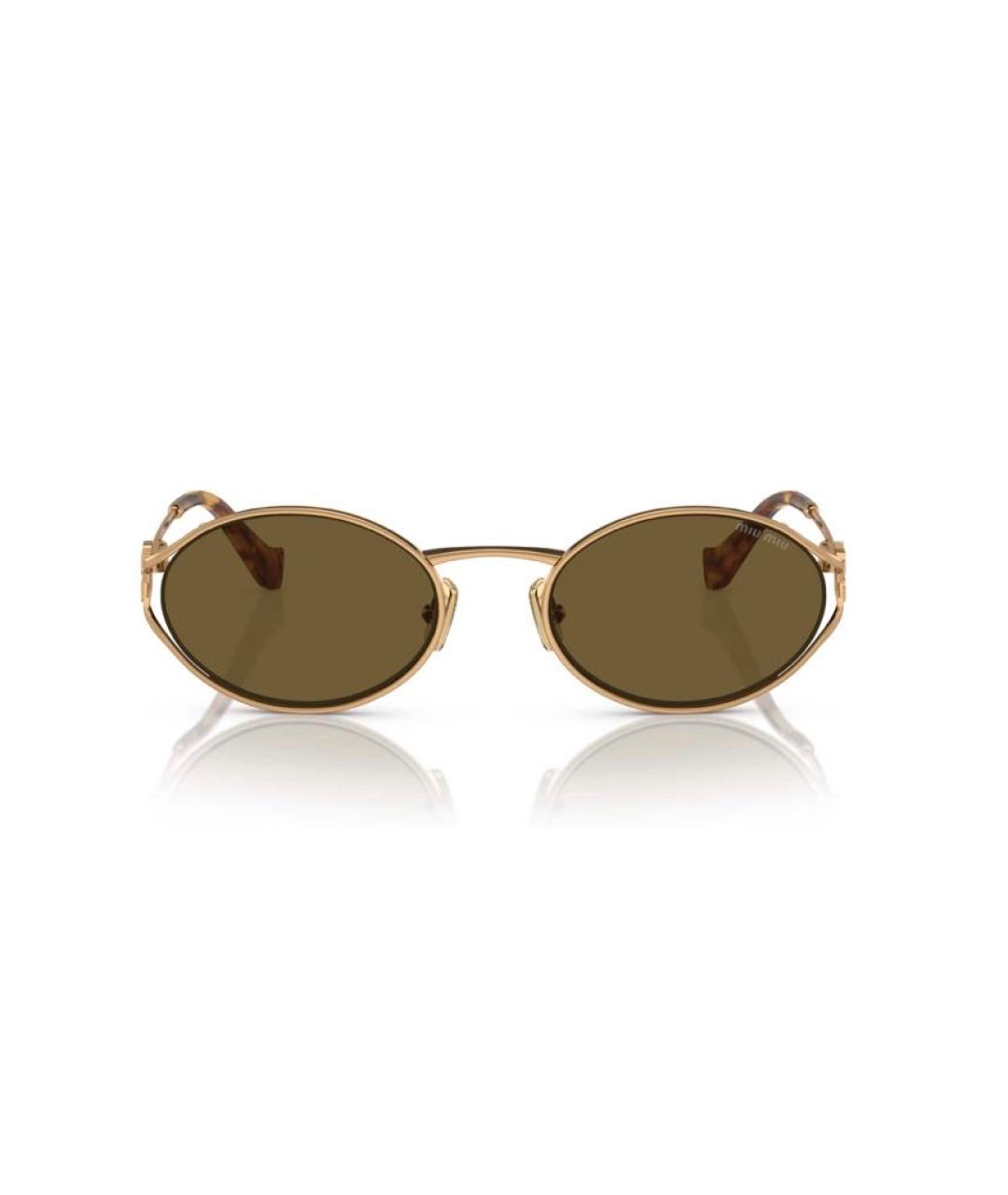 MIU MIU Золотые металлические солнцезащитные очки, фото 3