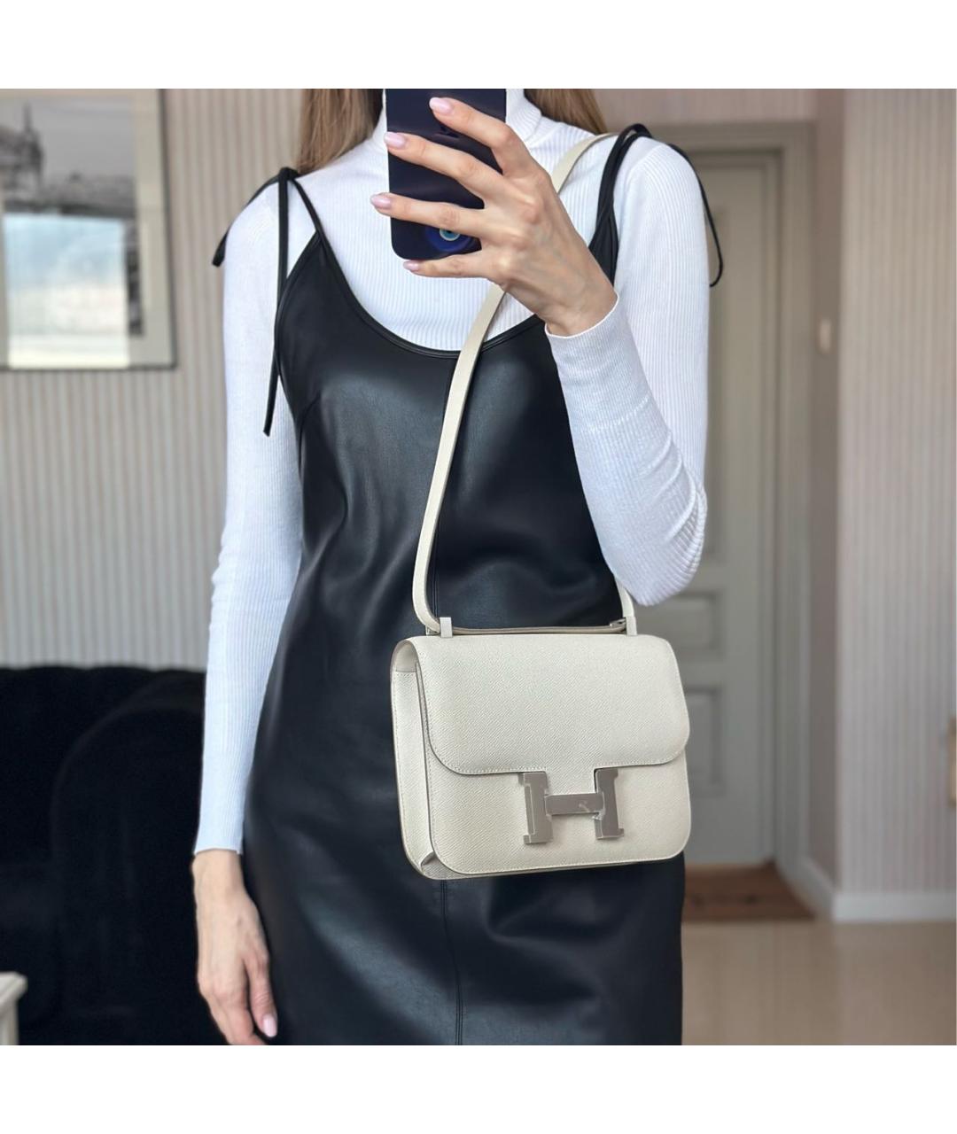 HERMES Бежевая кожаная сумка через плечо, фото 3