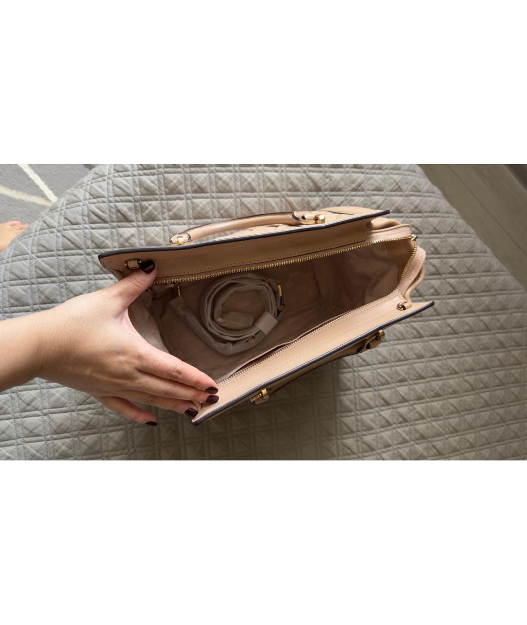 MICHAEL KORS Бежевая кожаная сумка тоут, фото 4
