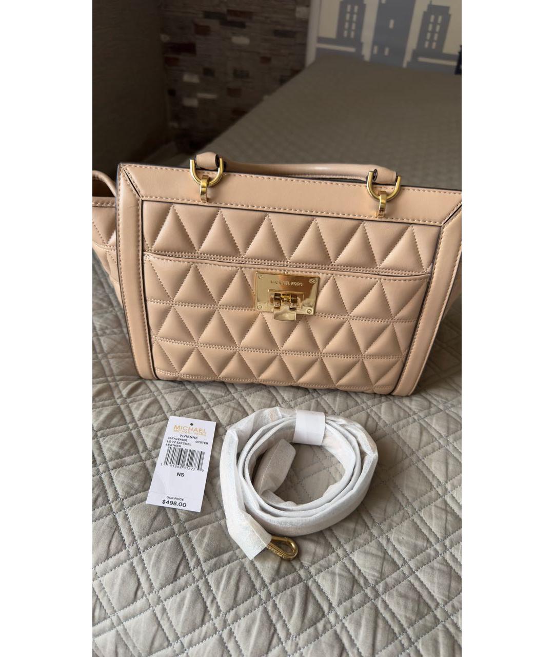 MICHAEL KORS Бежевая кожаная сумка тоут, фото 5