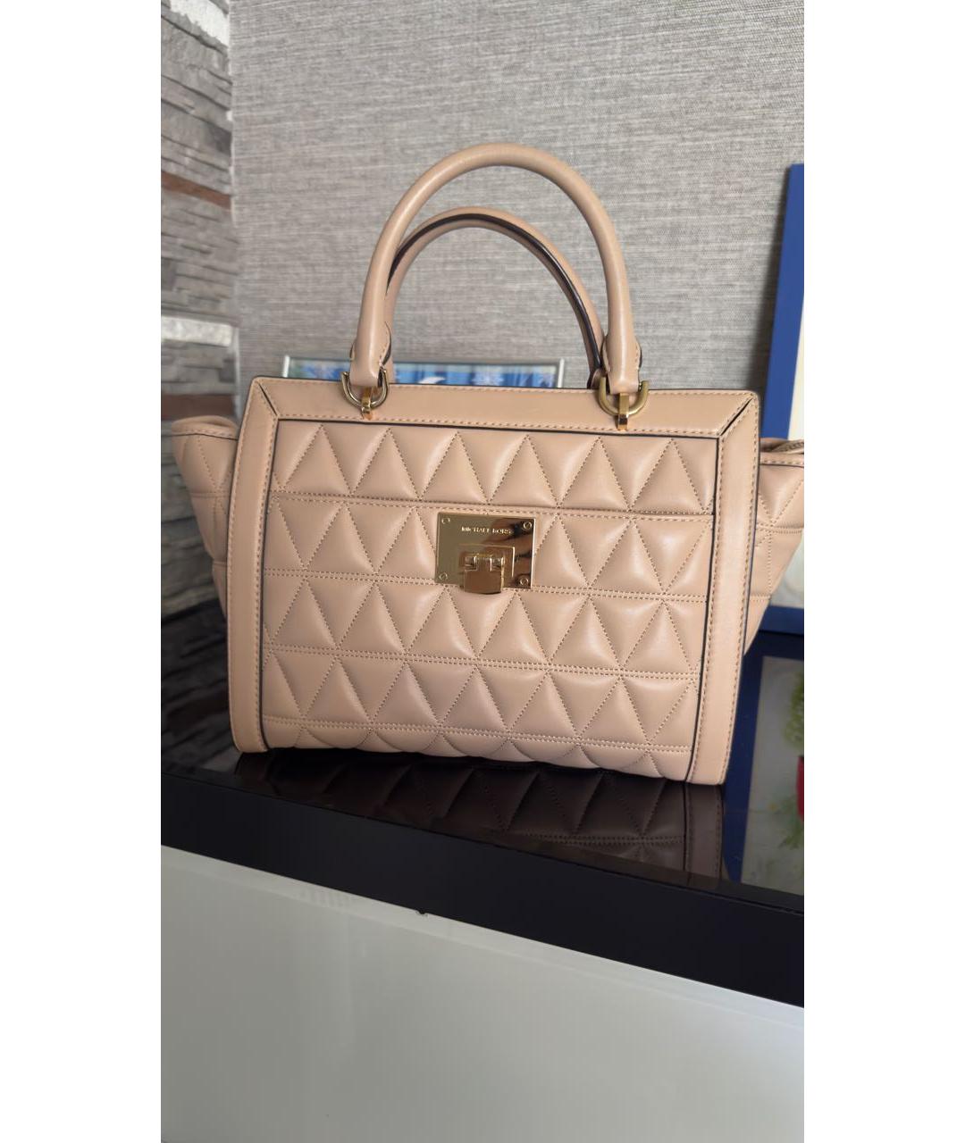 MICHAEL KORS Бежевая кожаная сумка тоут, фото 6